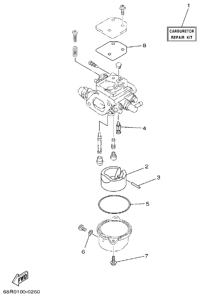 Yamaha F6A, F6B, F8C REPAIR KIT 2 parts diagram